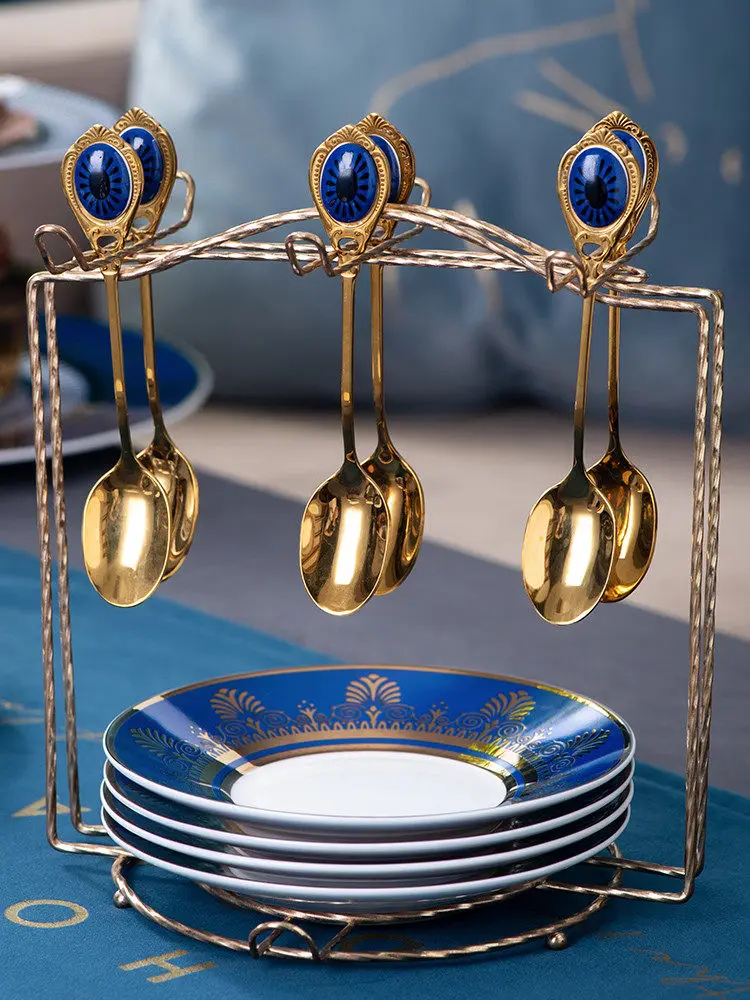 

Ceramic Coffee Mugs With Spoon & tray Breakfast Milk Coffee Pot Drinkware Fruit Plate Kitchen Drinking Utensils Wedding Gifts