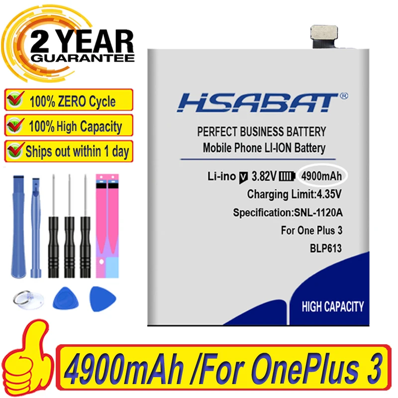 Новинка 100% года аккумулятор HSABAT BLP613 на 4900 мАч для OnePlus 3 / One Plus Бесплатная доставка