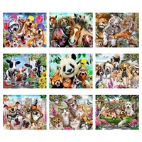 5d diy diamond painting cross stitch various animals embroidery mosaic full square round drill wall decor handcraft gift