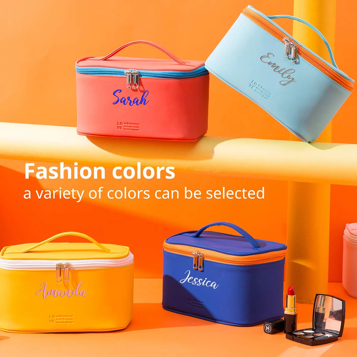 Персонализированная косметичка с вышивкой имени портативная дорожная для