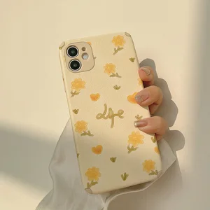 retro sweet daisy embossing art korean phone case for iphone 11 12 pro max xr xs max 7 8 plus x 7plus case cute soft back cover free global shipping