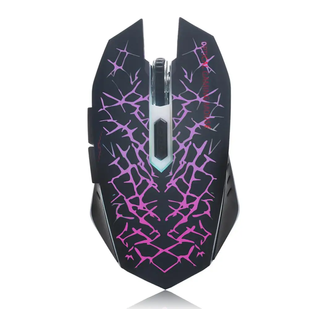 Бесшумная игровая беспроводная мышь 2400 точек/дюйм мигающая 2 4 ГГц перезаряжаемая