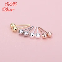 2pairs 34mm s925 sterling silver color earrings smooth beads hypoallergenic female earrings jewelry