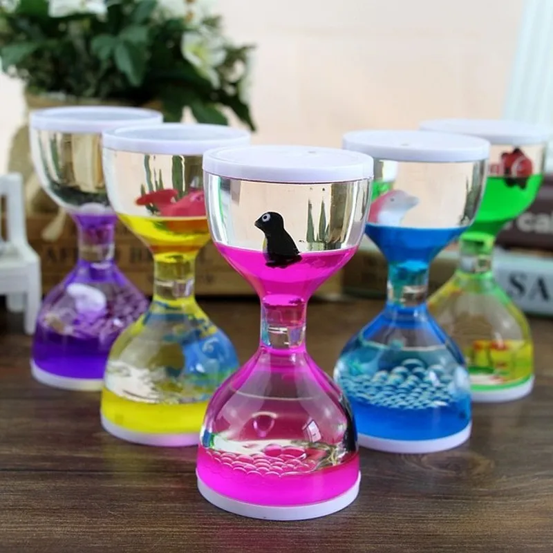 

Acrylic Hourglass Timer Clock Cute Animal Ornaments Decoration Floating Visual Movement Liquid Oil Hourglass Liquid Motion Timer