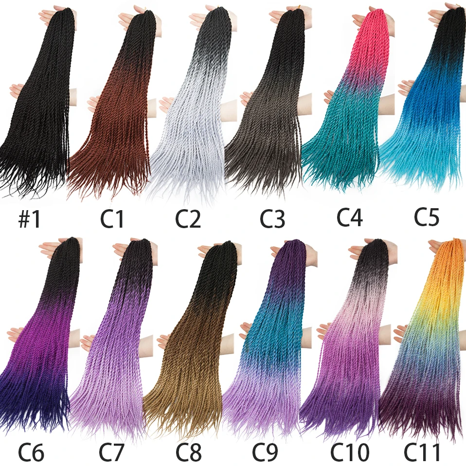 BENEHAIR Senegalese Twist Hair Crochet Braids Synthetic Braiding Extensions 30 Roots/pack Ombre For Women |