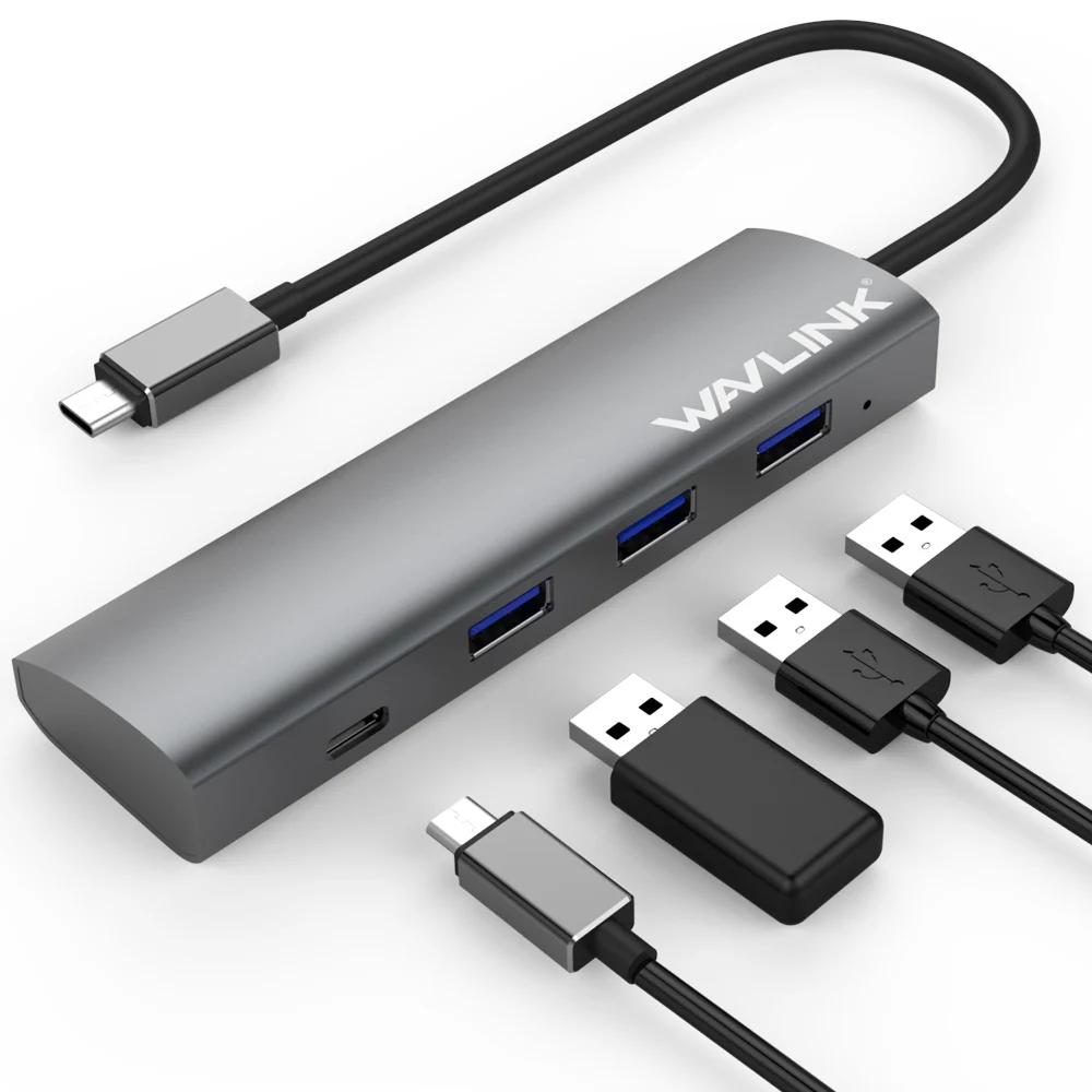 Wavlink 4 Порты USB Hub 3 0 C сплиттер Алюминий высокое Скорость 5 Гбит/с 1 Тип концентратор