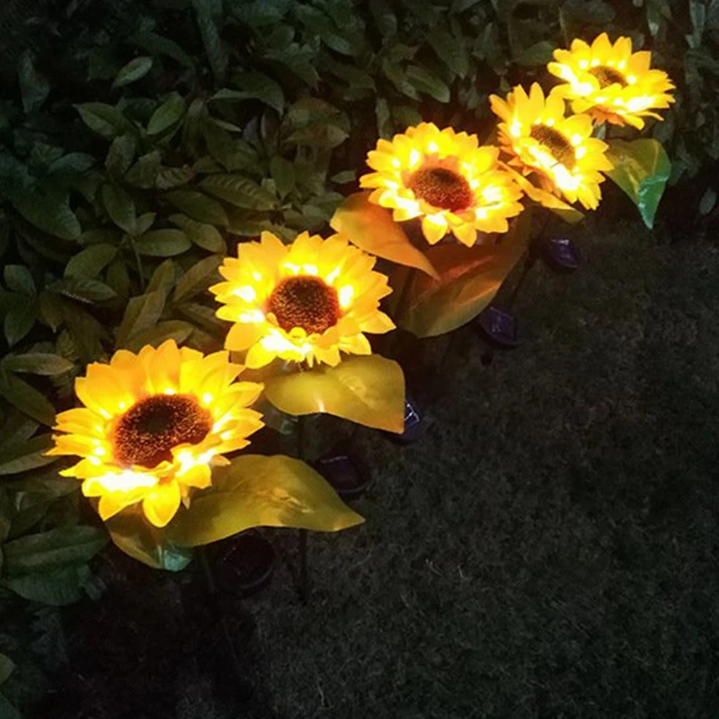 Подсолнухи Газон лампа солнечной энергии светодиодный IP65 Водонепроницаемый