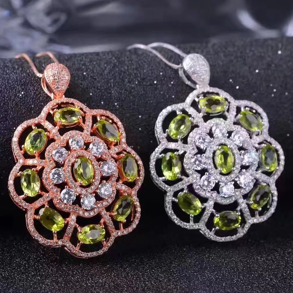 CoLife Jewelry Natural Peridot Pendant for Daily Wear 9 Pieces Silver 925 | Украшения и аксессуары