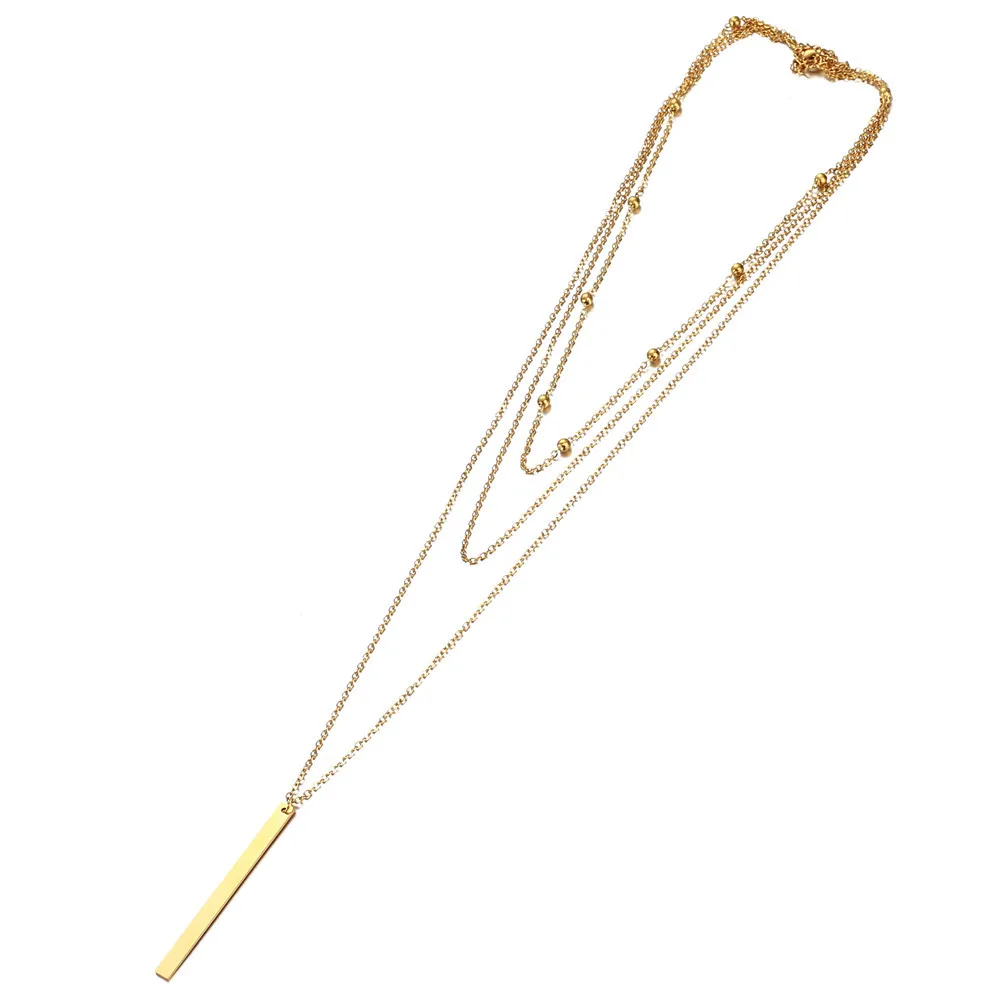 Нержавеющая сталь многослойные ожерелья для женщин и девочек подвеской