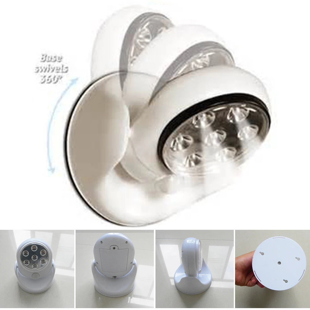 

7LED Automatic PIR 360 Degree Night Door Shed Cordless Cupboard Security Wall Motion Sensor Light