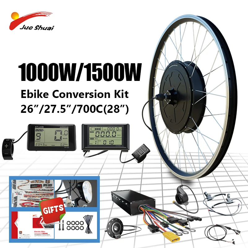 27.5 26 29 700C 1500W 1000W Electric Motor Kit 48V Rear Drive Hub Motor Wheel Brushless Powerful Electric Bicycle Conversion Kit