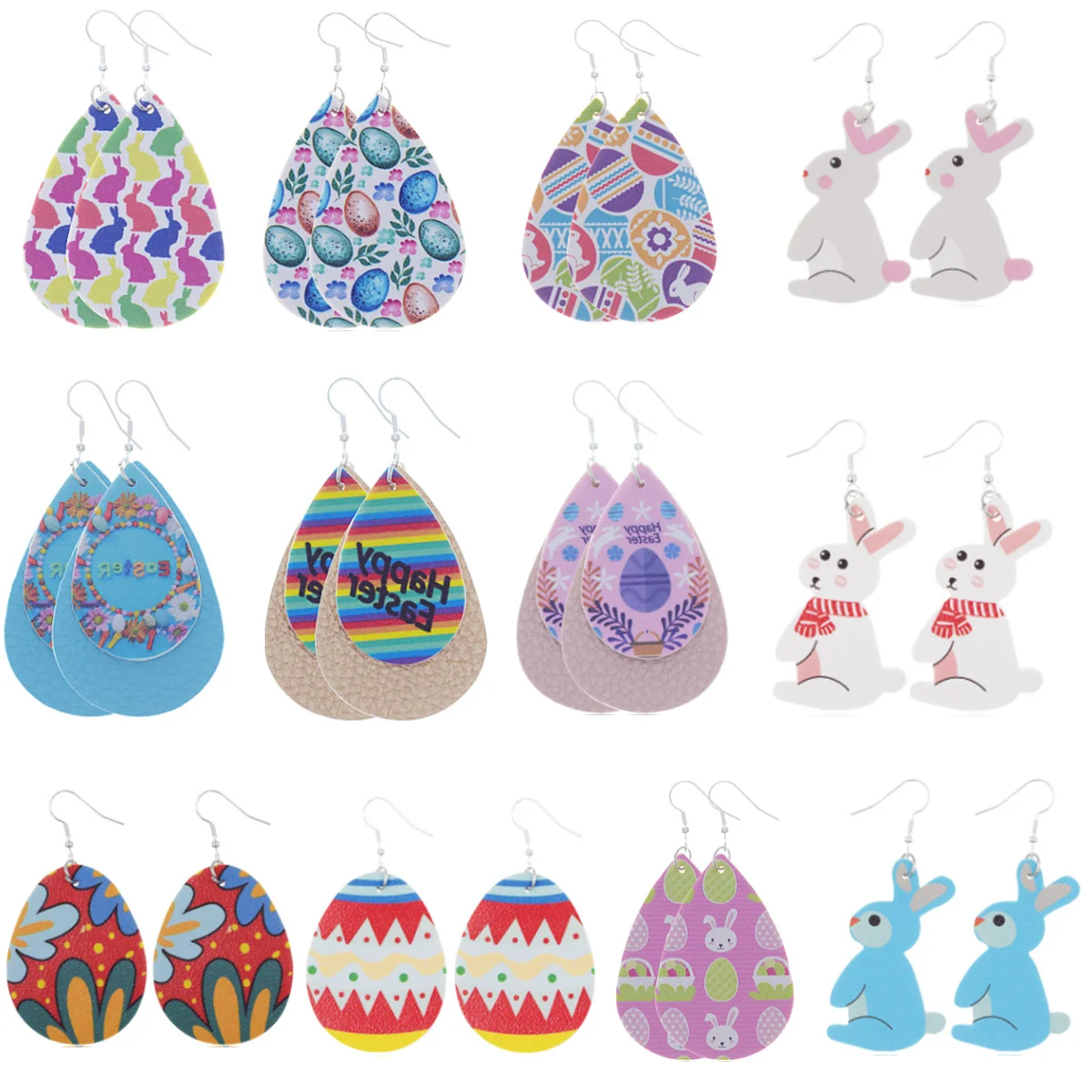 Пасхальные кожаные серьги многослойные Разноцветные ручной работы с милым