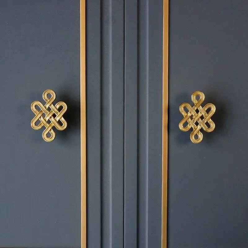 

Brass Chinese knot Handles Copper Cabinet Knobs Wardrobe Dresser Drawer Knobs Kitchen Cupboard Chinese Style Door Handle Pulls
