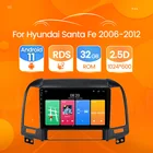 Автомагнитола RDS 2 + 32 ГБ, Android 11, мультимедийный видеоплеер с GPS для Hyundai Santa Fe 2 2006-2012, все в одном, навигационное стерео устройство