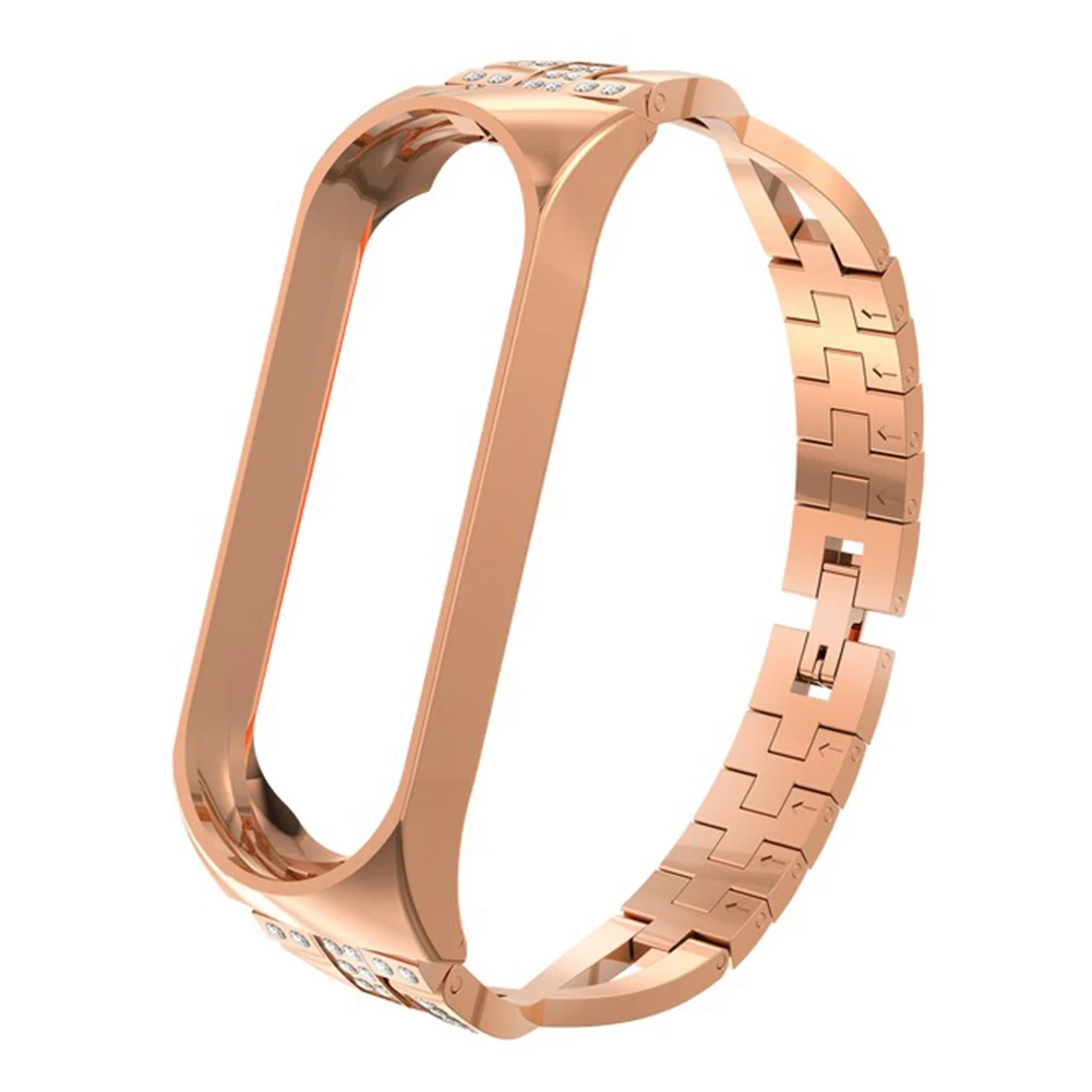 

Stainless Steel Smart Watch Band Diamond Wristband X-shaped Metal Watch Band Steel Band Suitable For Mi Band 6/5