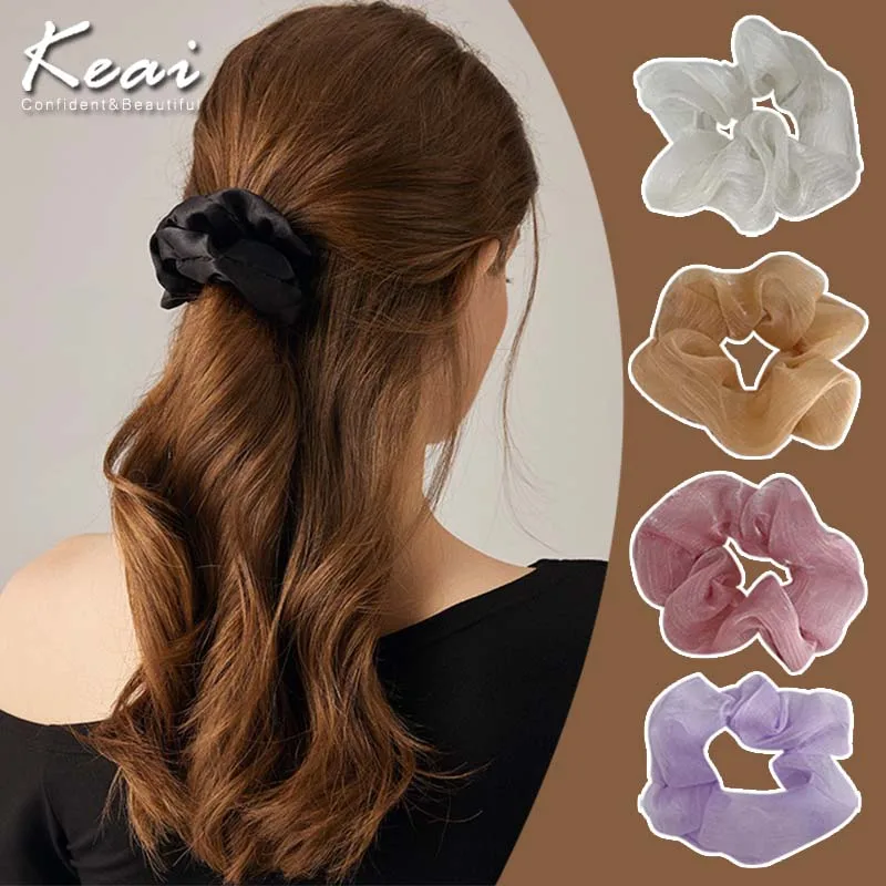 

1PC Solid Striped Hair Scrunchies Elastic Hair Bands 2020 New Women Girls Hair Accessories Ponytail Holder Hair Ties Rope