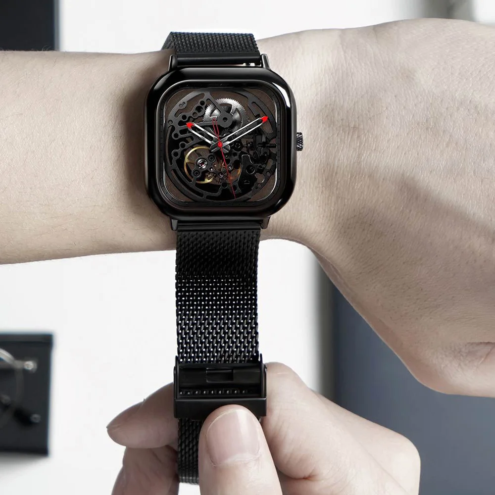 CIGA дизайн полые автоматические механические часы сетка их нержавеющей стали