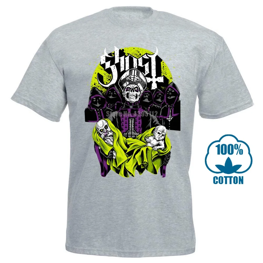 Серый Ghost Bc Papa Emeritus рок группа Черная Футболка размер S M L XL 2XL 3XL - Цвет: Серый