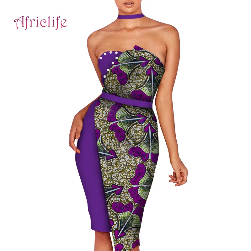 Африканские платья для женщин мини юбка мартовое ожерелье без бретелек одежда