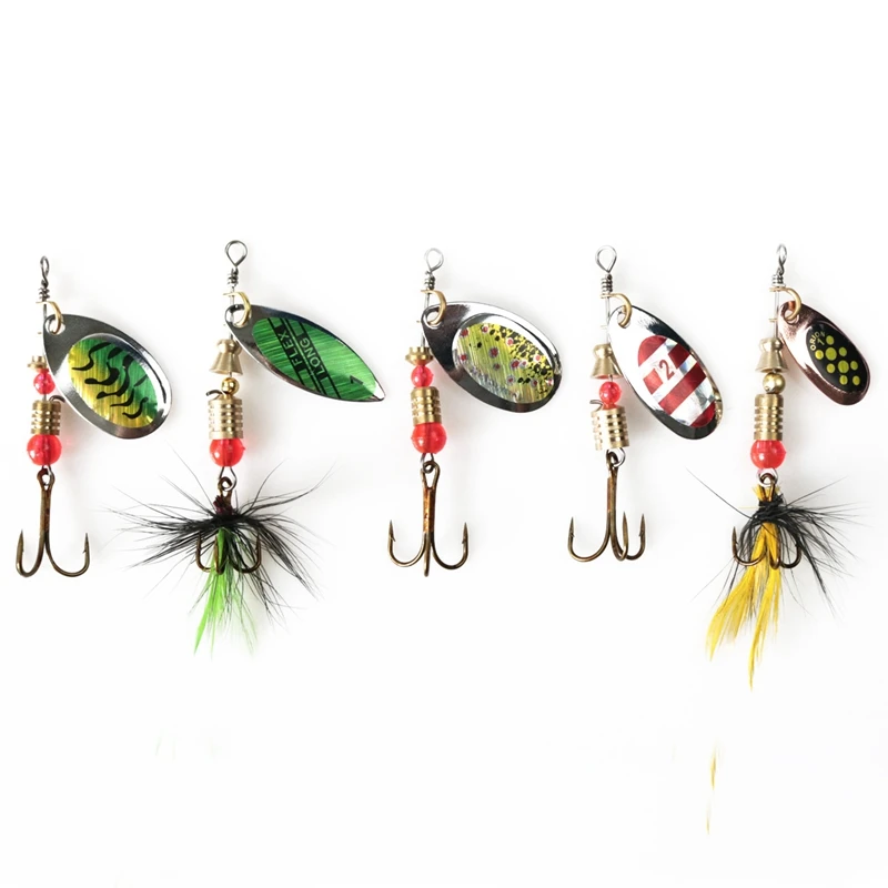 

Fishing Lures Spinner Bait Fishing Spoon Set Hard Metal Spinner Baits Kit with Tackle Box