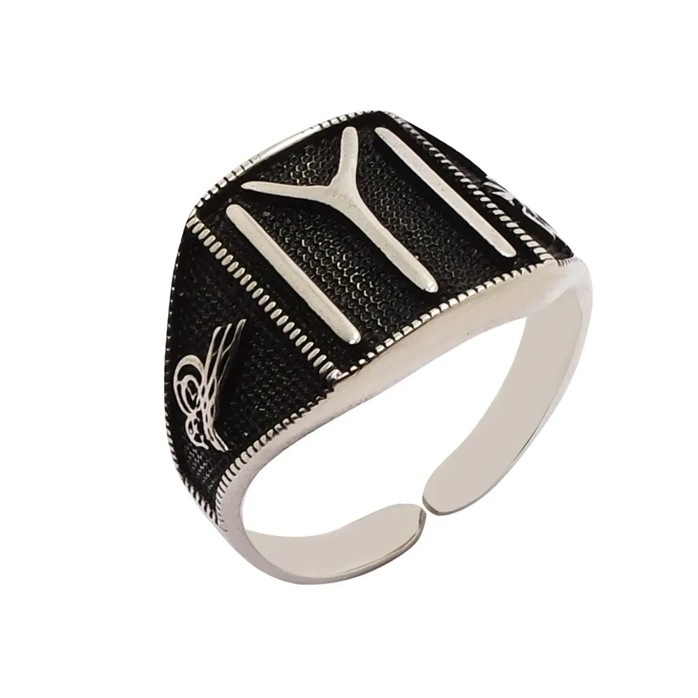 

GOOD Writing, Special Making, Adjustable Finger Measure-Free, 925 Sterling Silver Men 'S Ring