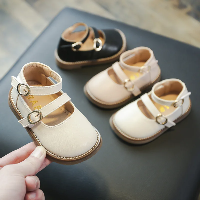 

Осенняя кожаная обувь для маленьких девочек, удобная детская обувь в британском стиле, нескользящая детская обувь принцессы с мягкой подош...