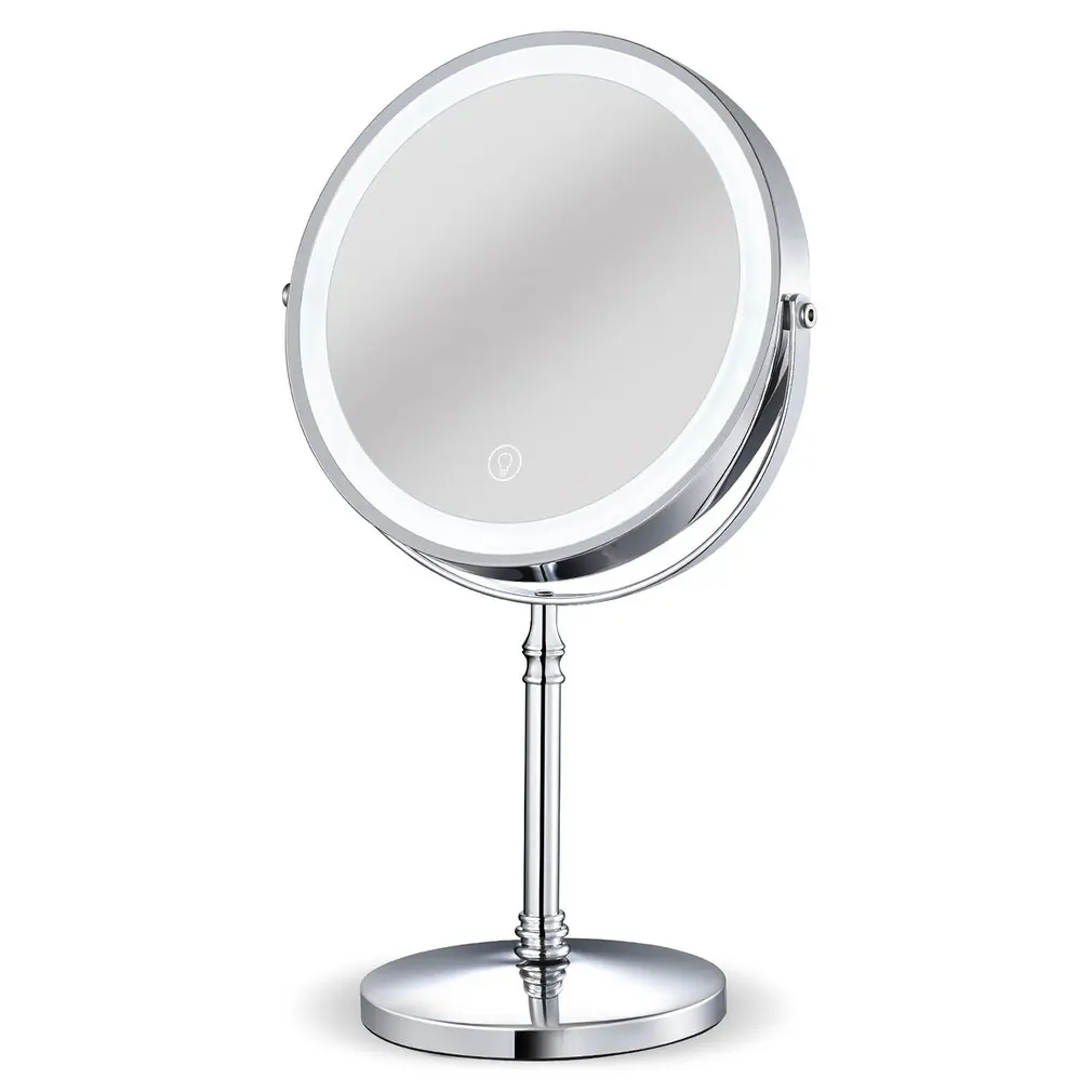 

Magnifying Makeup Mirror With Light LED Cosmetic Mirrors Round Shape Desktop Vanity Mirror Double Sided Backlit Mirrors