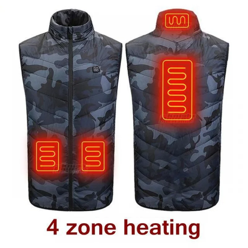 

Heated Vest Jacket Fashion Men Women Coat 4 Areas Clothes Intelligent Electric Heating Thermal Warm Clothes Winter Heated Hunt