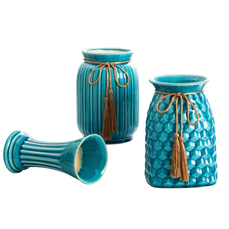 Винтажная глазурованная керамика с трещинами ваза для цветов художественные