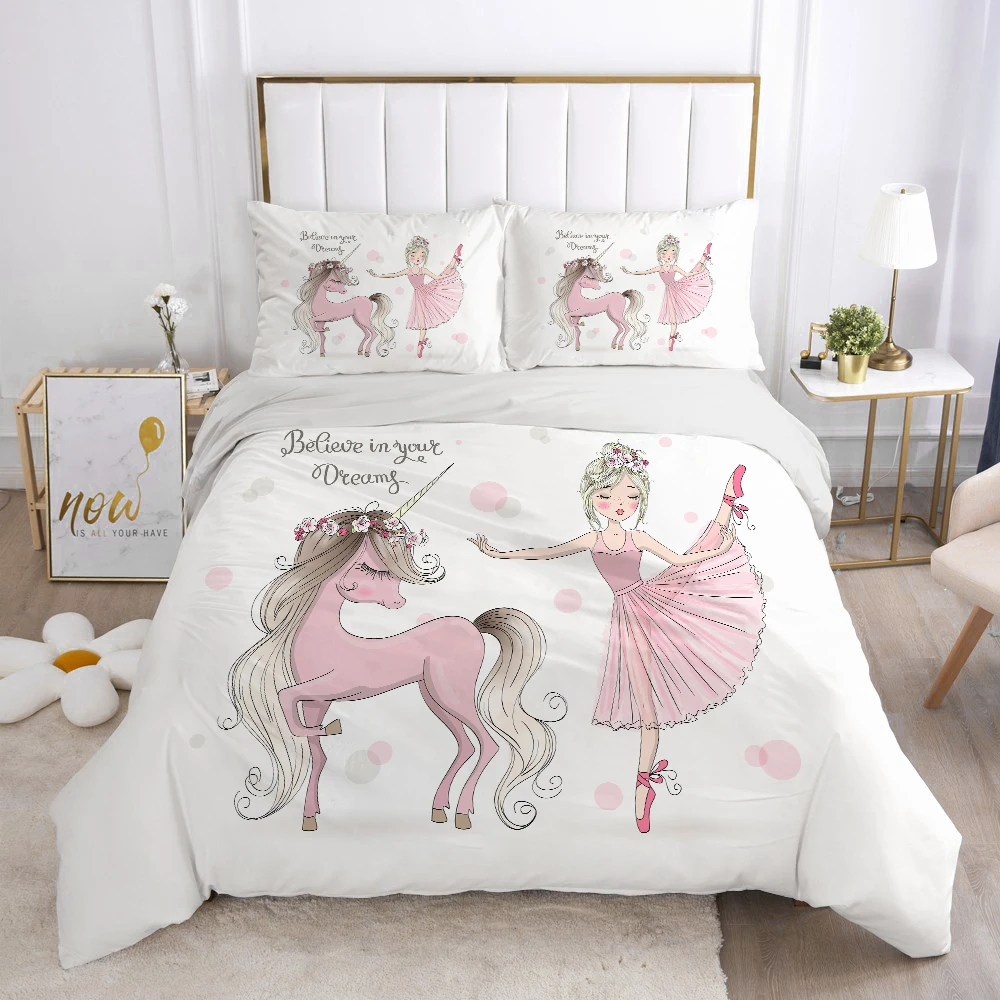 Комплект постельного белья для девочек oentyo с изображением единорога