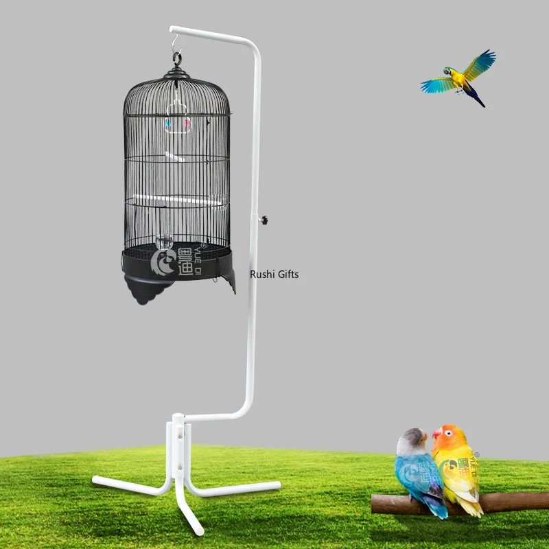 

Metal Bird House with Adjustable Height Sling Rack Dome Parrot Cage Hanging Shells Wild Bird House Outdoor Hanging Decoration