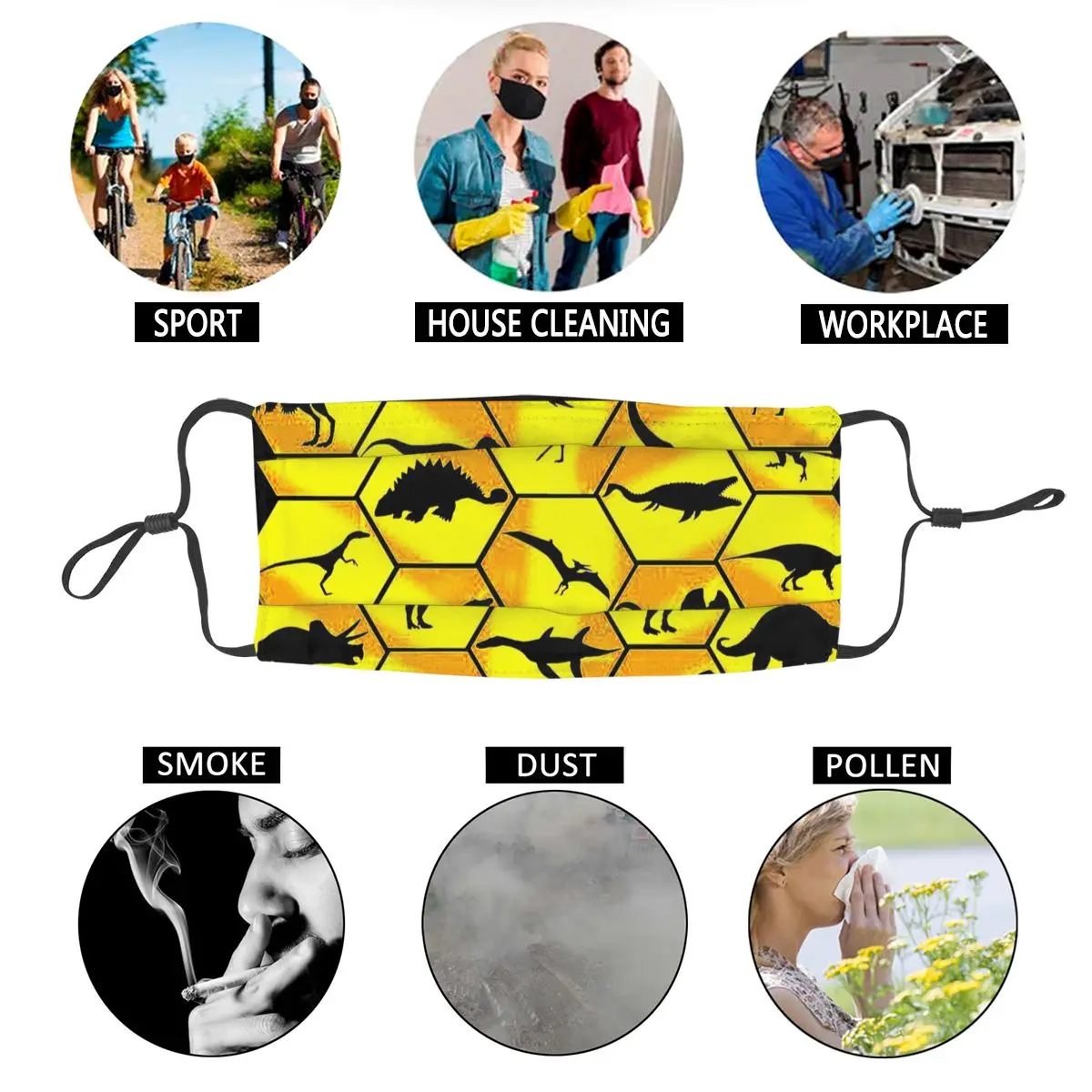 Маска для рта с динозаврами стирающаяся маска янтарного цвета потайным