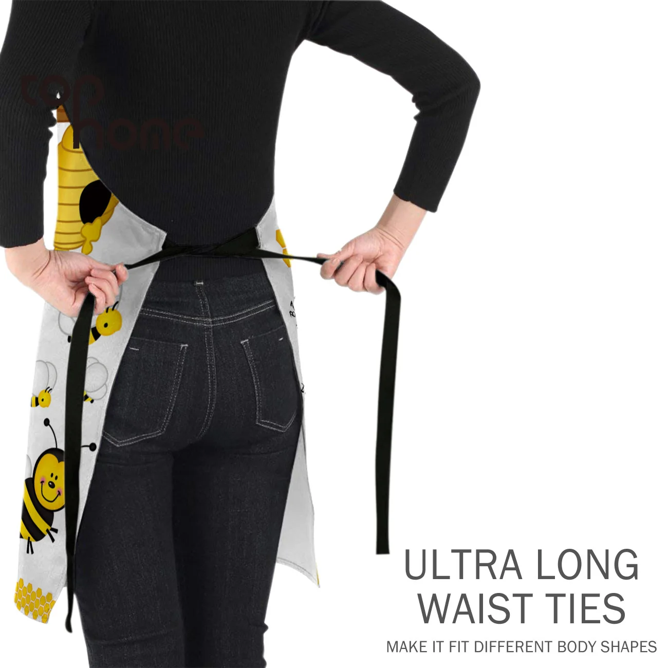 Кухонный Фартук Tophome с мультяшным принтом пчелы регулируемые фартуки без рукавов