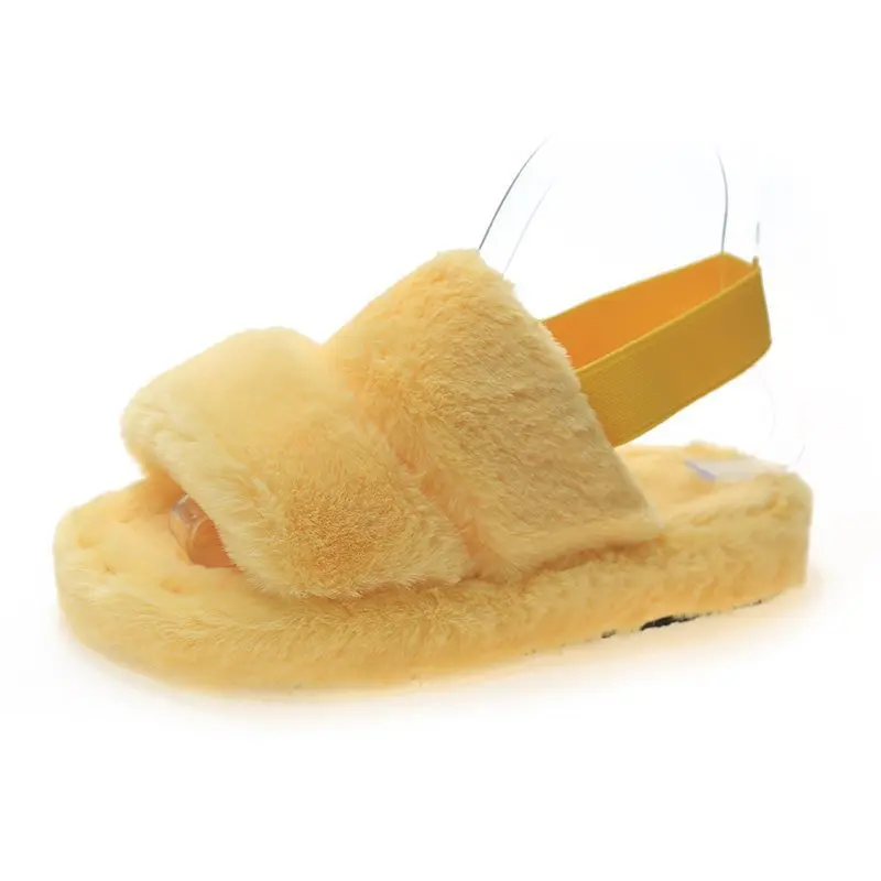 Тапочки женские домашние с мехом кролика Плюшевые Пушистые без застежки х/б