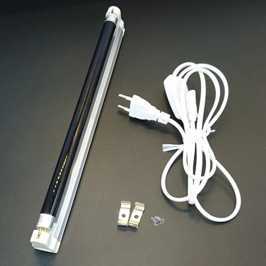 

10PCS/LOT 110V-240V T5 uv lamp 4W 6W 8W BLB lamp With fixture and wire Free Europe Plug Black Light Blue Light Bulb
