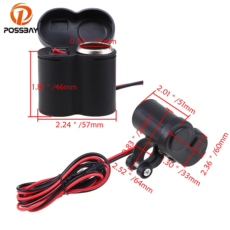 Posbay мотоцикл USB порт питания Водонепроницаемый мото Прикуриватель разъем