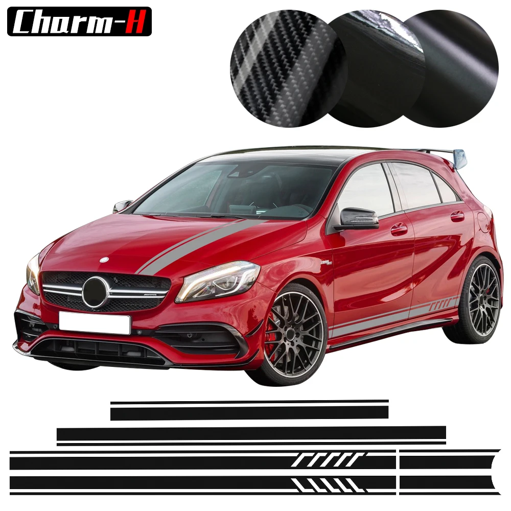 

Edition 1 Style Side Stripes Top Roof Hood Bonnet Decal Stickers for Mercedes Benz W176 A Class A45 AMG A200 A180- 4 colors