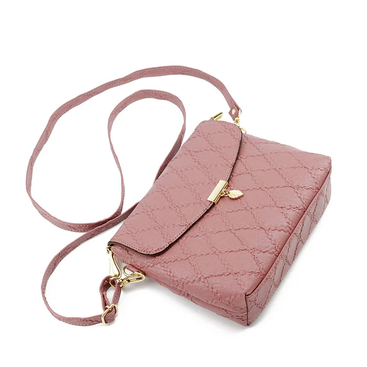 

Women PU Leather Flap Handbag Small Leaf Pendant Shoulder Bag Simple Style Crossbody Bags Lady Shopping Purse