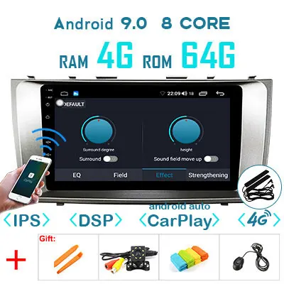 4G 64G DSP CARPLAY 4G 64G 1280*720P Android 9,0 Carplay gps для Toyota Camry 7 XV 40 50 радио 2007-2011 навигационный экран рекордер без DVD плеера - Цвет: 4G 64G DSP CARPLAY