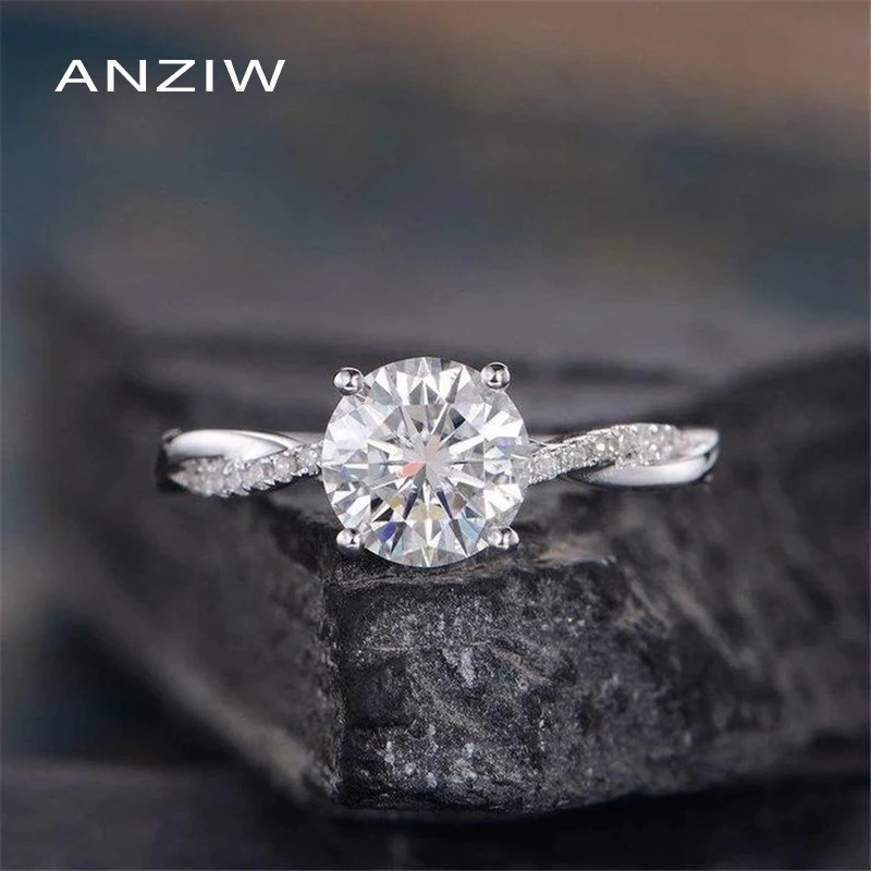 

925 Sterling Silver Women Engagement Twisted Round Rings Simulated Diamond Wedding Silver Bridal Ring Jewelry Lover Party