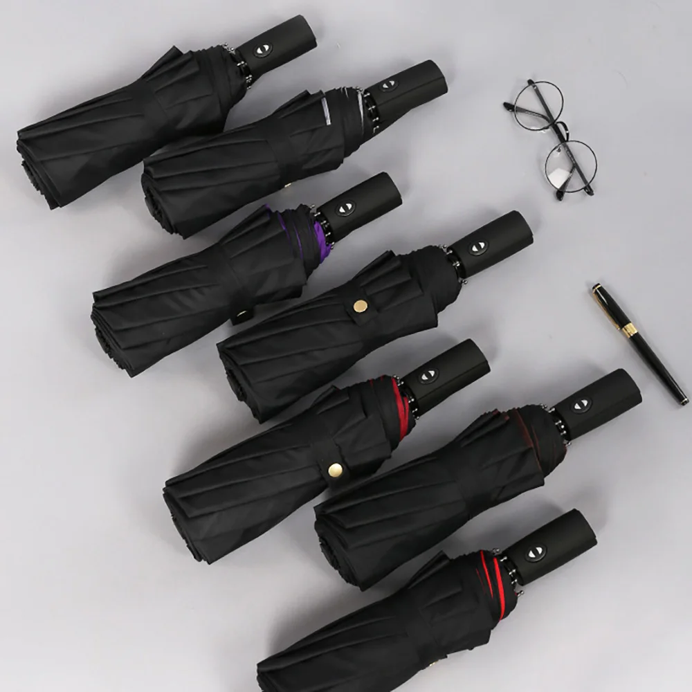 Однотонный Зонт двойного назначения тройного сложения 10-косточковый складной