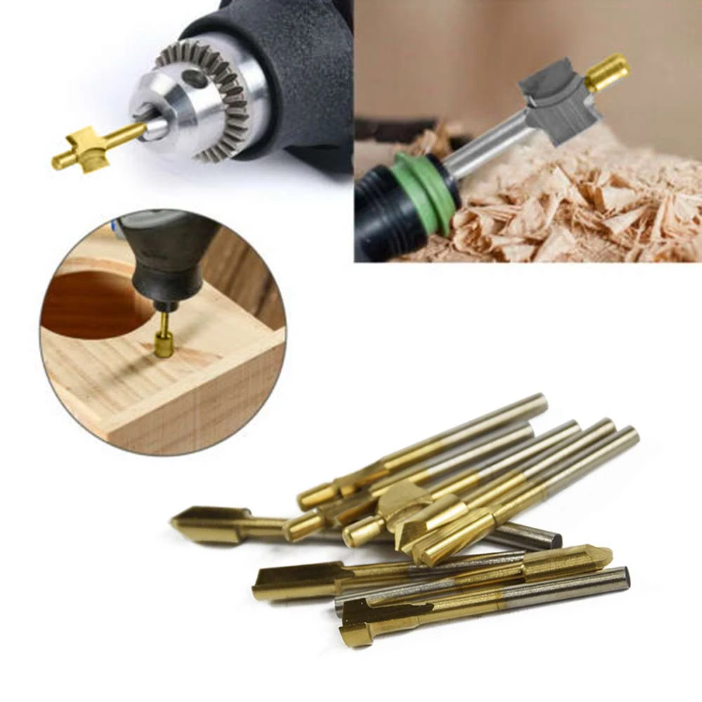 

10Pcs/Set 3mm Titanium Mini Router Bits Trimmer Shank Rotary Tool With Titanium-Plated Sharpener