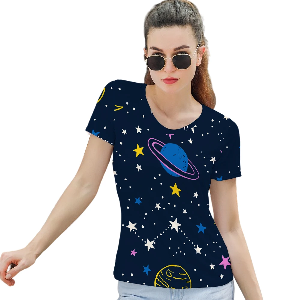 

2021 Summer New Top Trend 3D Printing Ladies T-shirt Casual Basic O-Neck Shirt Short Sleeve Ladies T-shirt Woman Clothes