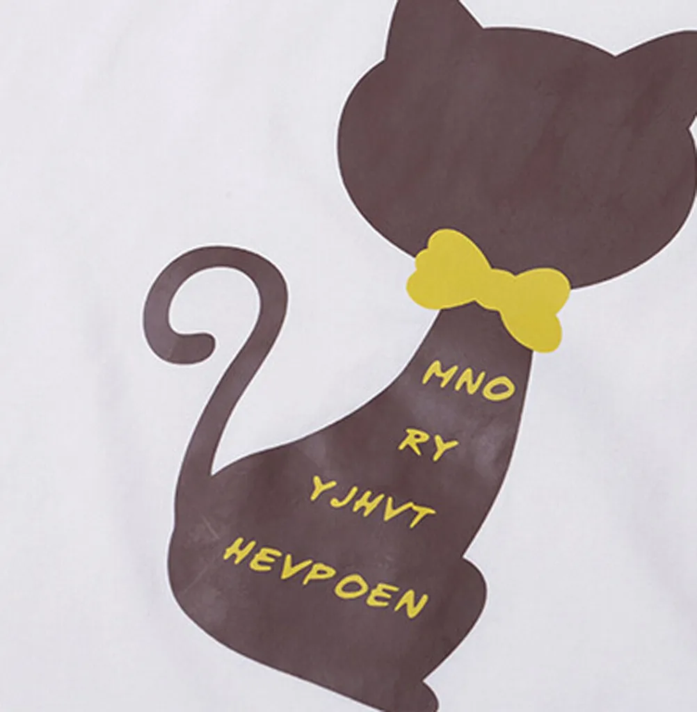 Новинка от JAYCOSIN женская футболка с принтом кошек летняя коротким рукавом топы