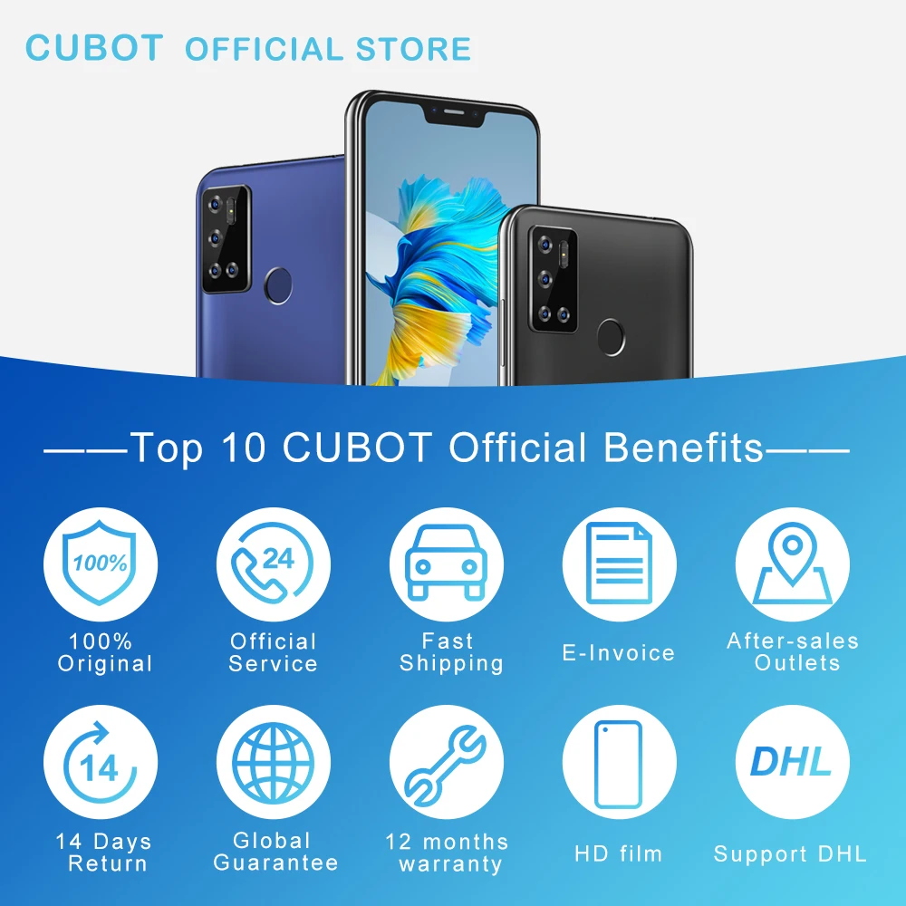 Cubot C20 смартфон на андроид 10 NFC Поддержка Google Pay 12MP Камера 4 Гб+64 Гб мобильные