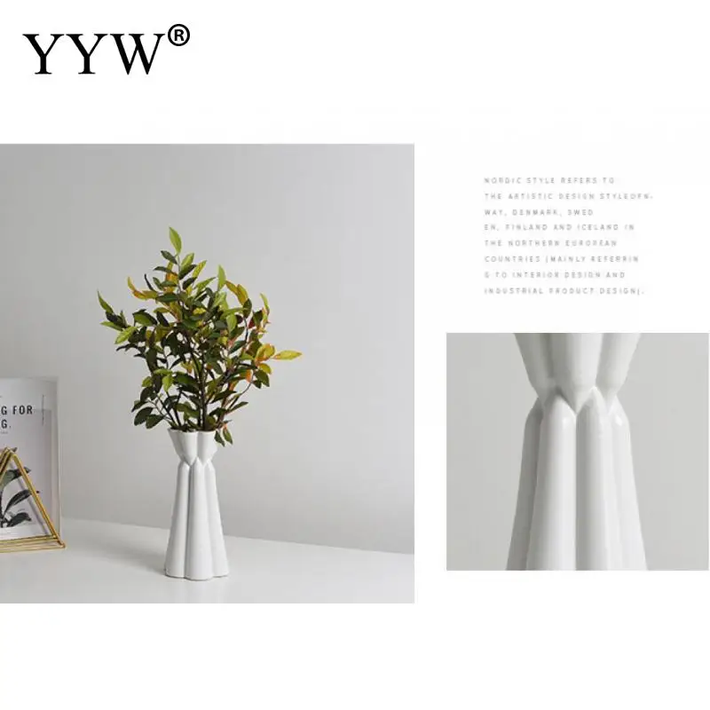 

Ceramic Vase Modern Minimalist Pure Color Nordic Style Home Accessories Ornaments Desk Or Household White Flower Arrangement