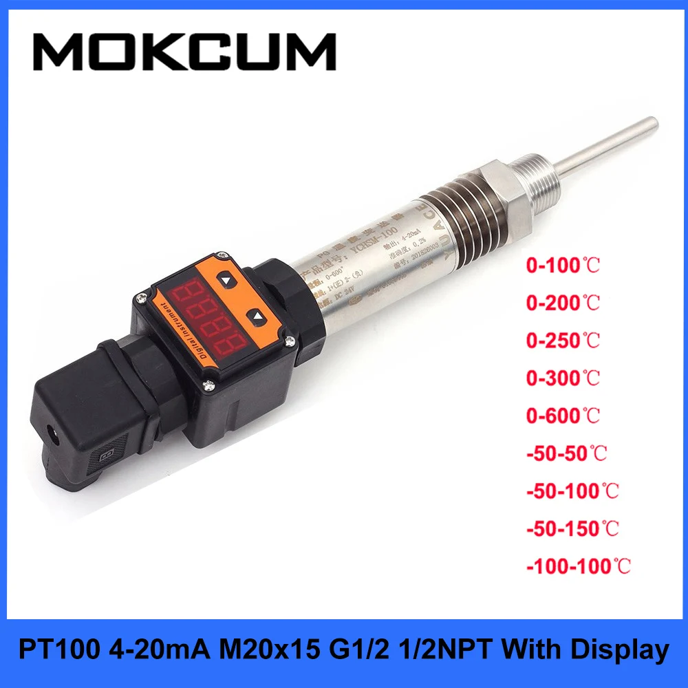 0 600Celuis PT100 Сенсор модуль Температура 4 20mA M20x15 G1/2 1/2NPT интегрированный Wit