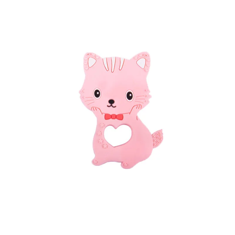 Cat Pink 5 шт. детские игрушки для прорезывания зубов силиконовая подвеска-прорезыватель с изображением кота обезьяны жирафа, рыбы, животных, не содержит бисфенол, маленький Прорезыватель для зубов, 6 стилей - Цвет: Cat Pink
