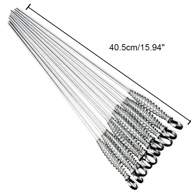 40 5 см шашлык для барбекю нержавеющая сталь пружинная ручка плоская игла