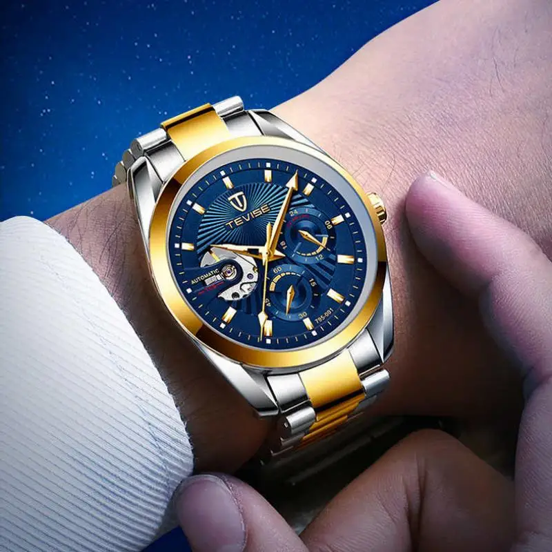

New Trend Tevise Men's Stainless Steel Chronograph Men's Automatic Mechanical Watch Watch Male Clock Relogio Masculino
